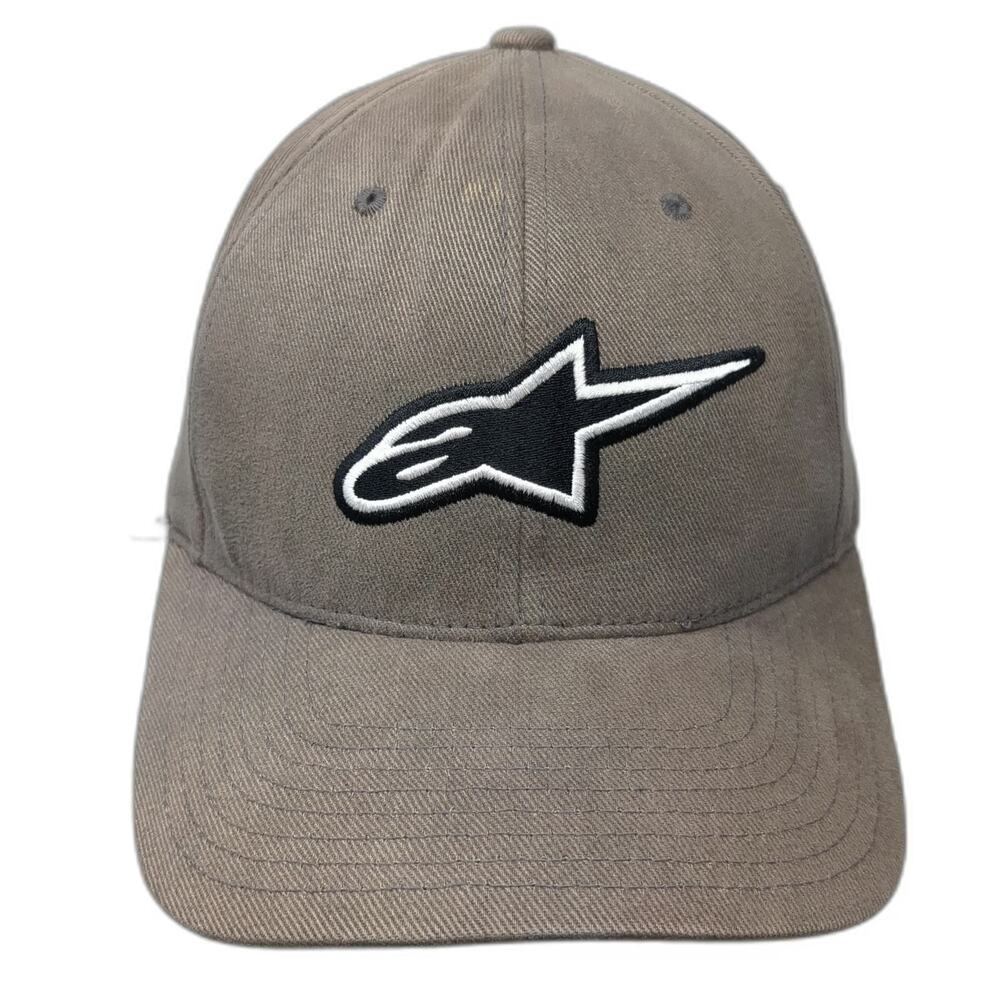 Alpinestars Baseball Cap Gray XL Flexfit Fitted Embroidered Logo Racing Hat